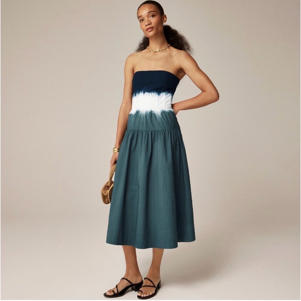J. Crew Strapless drop-waist dress in dip-dye